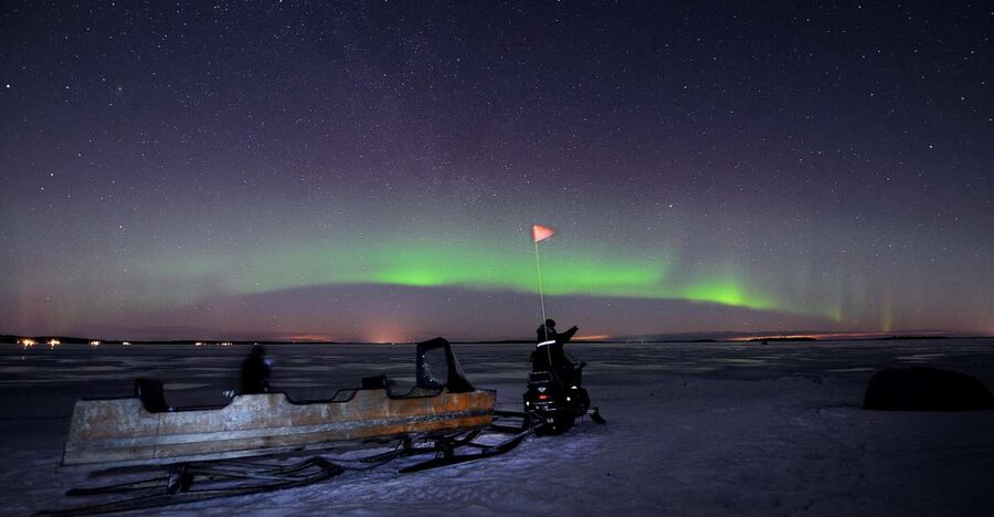 Luleå : Northern Lights Tour on a Snowmobile drawn Sled - Frozen sea and island stops, plus arctic life lessons that make the night feel real