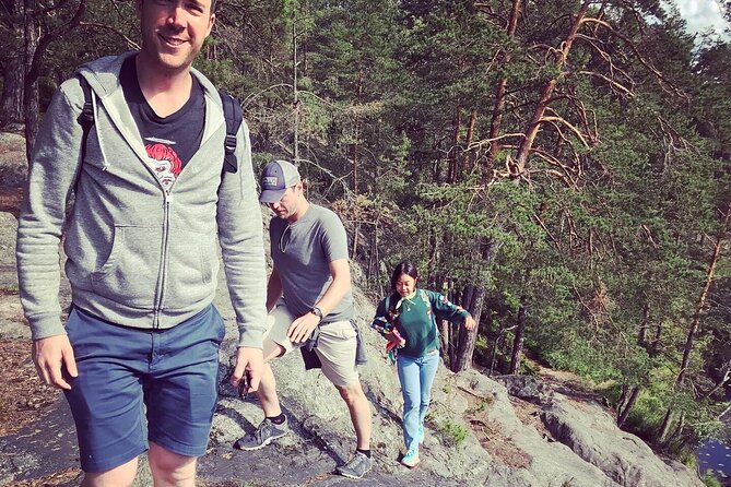 Midnight Sun and Campfire - National Park evening hike Stockholm - The red-log-house village and traditional fika time