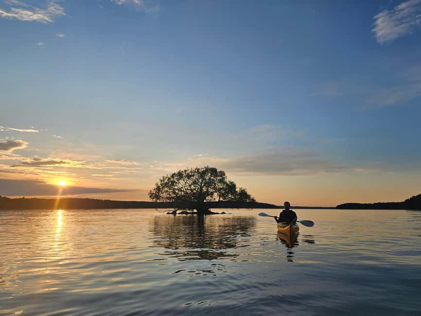 Stockholm: Sunset Kayak Tour on Lake Mälaren with Tea & Cake - Beach fika break: tea or coffee and the cake you’ll want to remember